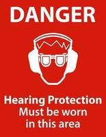 danger protection auditive doit être porté signe sur fond blanc vecteur