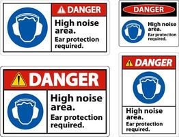 Danger protection auditive requise signe sur fond blanc vecteur