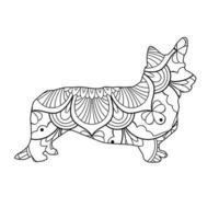 conception d'illustration vectorielle de coloriage de mandala de chien mignon. vecteur