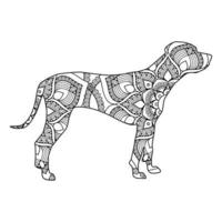 conception d'illustration vectorielle de coloriage de mandala de chien mignon. vecteur