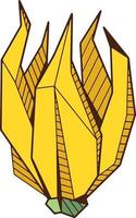 bourgeon de fleur géométrique dessiné à la main coloré, dessin au trait de bourgeon d'ylang-ilang, ensemble de symboles isolés, modèle de livre de coloriage. vecteur
