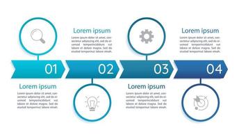 modèle de conception de graphique de stratégie de croissance. infochart modifiable avec des icônes. graphiques pédagogiques avec séquence en 4 étapes. présentation visuelle des données vecteur