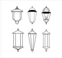 ensemble d'illustrations de lanterne de réverbère sur fond blanc vecteur