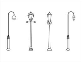 éclairage public et collection de contours de lampadaires vecteur