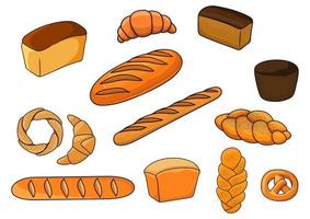 pains et pâtisseries en style cartoon vecteur