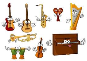 personnages d'instruments de musique de dessin animé classique vecteur