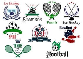 emblèmes héraldiques des sports d'équipe et individuels vecteur