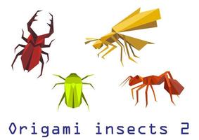 ensemble d'insectes en origami vecteur