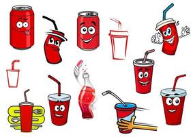 dessin animé cola et boissons gazeuses vecteur
