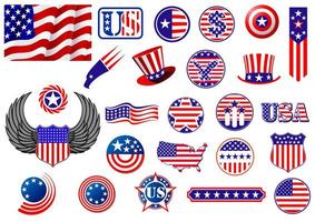 insignes, symboles et étiquettes patriotiques américains vecteur