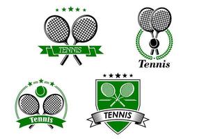 quatre badges et emblèmes de tennis vecteur