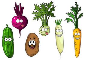 légumes drôles frais de dessin animé vecteur