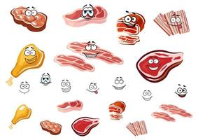 coupes de dessin animé de viande et de nourriture à base de viande vecteur