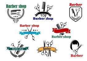 conceptions d'enseignes de salon de coiffure vecteur
