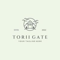 torii gate dessin au trait icône logo vintage voyage minimaliste pour japonais vecteur