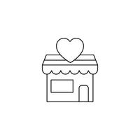 concept de romance et d'amour. signe de contour dessiné dans un style plat. icône de la ligne du coeur sur la boutique ou le magasin vecteur