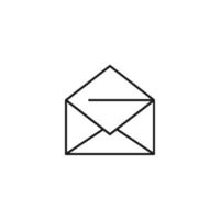 signe monochrome de poste et de lettre. symbole de plan dessiné avec une fine ligne noire. adapté aux sites Web, aux applications, aux magasins, aux magasins, etc. icône vectorielle de l'enveloppe ouverte vecteur