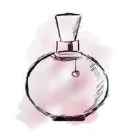 parfum pour femme. dessin réalisé au crayon et à l'aquarelle. vecteur