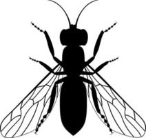 silhouette noire d'une guêpe. illustration d'insectes volants vecteur