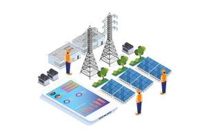 illustration moderne d'énergie renouvelable isométrique, bannières web, adaptée aux diagrammes, infographies, illustration de livre, actif de jeu et autres actifs graphiques vecteur