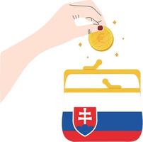 drapeau slovaque dessiné à la main, couronne slovaque dessinée à la main vecteur