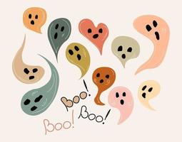 halloween fantômes boho set vector illustration isolé sur fond blanc