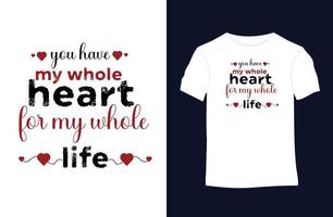 conception de t-shirt vecteur Saint-Valentin avec silhouettes, typographie, impression, illustration vectorielle