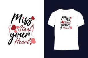 conception de t-shirt vecteur Saint-Valentin avec silhouettes, typographie, impression, illustration vectorielle