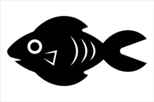 illustration de poisson en noir et blanc. icône de poisson abstrait monochrome isolé sur fond blanc. vecteur
