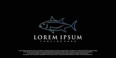 création d'icônes de logo de poisson avec concept simple vecteur premium