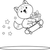 livre de coloriage de noël avec un husky mignon vecteur