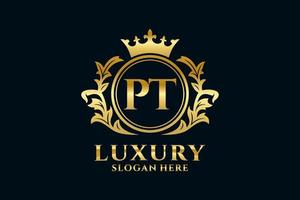 modèle de logo de luxe royal lettre initiale pt dans l'art vectoriel pour les projets de marque luxueux et autres illustrations vectorielles.