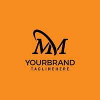 mm mm lettre logo design lettre initiale mm lié cercle majuscule monogramme logo couleur blanche vecteur