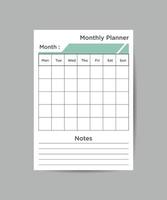 modèle vierge de planificateur mensuel de base imprimable. vecteur