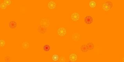 modèle de doodle vecteur orange clair avec des fleurs.