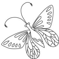vecteur papillon mignon dans un style doodle, coloration de mandala.