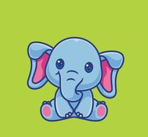 éléphant mignon assis heureux. illustration d'animal de dessin animé isolé. vecteur de logo premium de conception d'icône d'autocollant de style plat. personnage mascotte