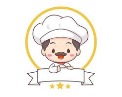 personnage de dessin animé de mascotte de logo de chef mignon. concept d'icône de nourriture de personnes isolé sur blanc. vecteur