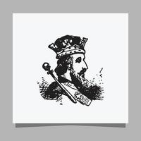 logo illustration image vectorielle de la main de la couronne du roi dessinée sur du papier blanc vecteur