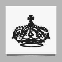 logo illustration image vectorielle de la main de la couronne du roi dessinée sur du papier blanc vecteur