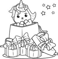 livre de coloriage de noël avec une jolie licorne vecteur