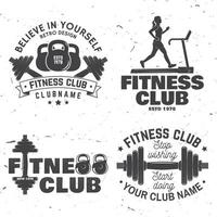 ensemble de badges de club de fitness. vecteur. concept pour chemise ou imprimé, timbre, patch ou tee vecteur