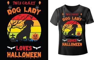 conception de t-shirt chien halloween vecteur