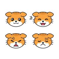 ensemble de visages de chat tigré montrant différentes émotions vecteur