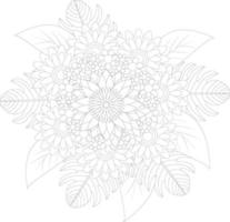 coloriages de fleurs pour enfants et adultes, coloriages de fleurs pour adultes vecteur