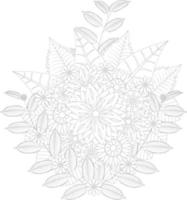 coloriages de fleurs pour enfants et adultes, coloriages de fleurs pour adultes vecteur