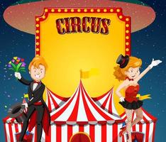 modèle de signe de cirque avec des magiciens faisant spectacle vecteur