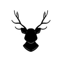tête de cerf. silhouette noire de cerf. animal de la forêt à cornes. logo hipster. vecteur