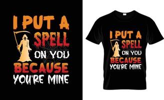 conception de t-shirt d'halloween, slogan de t-shirt d'halloween et conception de vêtements, typographie d'halloween, image vectorielle d'halloween, illustration d'halloween vecteur