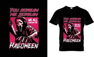 conception de t-shirt d'halloween, slogan de t-shirt d'halloween et conception de vêtements, typographie d'halloween, image vectorielle d'halloween, illustration d'halloween vecteur